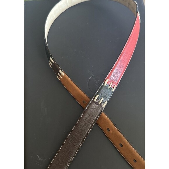 Dockers Multi Colored Color Block Woven Full Grain Leather Belt Women’s Large - Picture 1 of 4